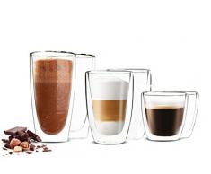 Sendez 6 Doppelwandige Gläser 2x450ml 2x200ml 2x90ml Kaffeegläser Thermogläser Latte Macchiato Set