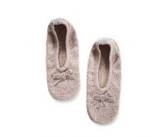 Strumpfbar Fashion Home Ballerina „Glizzy Deam“ aus samtigen Chenillegarn mit Glitzer und Samtschleife für Frauen. Mit Cocktailglas ABS Rutschsicherheit auf der Sohle (39-42)