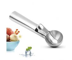 Uong Eisportionierer Edelstahl, Lebensmittelqualität 430 Edelstahl Eislöffel mit Auslöser, Portionierer für Eiskugel, Melone, Fleischbällchen, Kuchen Teig, Plätzchen, FDA-Zulassung (Dia 4,9 cm)