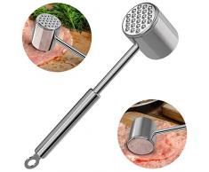 OMEW Fleischklopfer doppelseitig Fleischhammer aus 304 Edelstahl für Schnitzel spülmaschinengeeignet