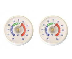 Lantelme Kühlschrankthermometer 2 Stück Set analog selbstklebend Deutsche Herstellung Gefrierschrank Thermometer 4656