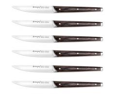 Emojoy Steakmesser Set, 6tlg Steak Messer mit Holzgriff, glatten Klinge Besteck Messer, Steakbesteck, Besteck Set mit Box