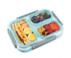 Bento Box für Kinder und Erwachsene, Lupantte 1,3L Auslaufsichere Lunchbox mit 3 Separat Fächern, BPA-Freier Brotdose für Büro & Schule, Geeignet für Mikrowellen, Spülmaschinen und Gefrierschrank