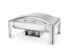 HENDI Chafing Dish, Satiniert, Inkl. zwei Brennpastenbehälter, einer Lebensmittelpfanne, einem Wasserbehälter, Warmhaltebehälter, Speisewärmer, GN 1/1, 9L, 570x430x(H)290mm, Edelstahl