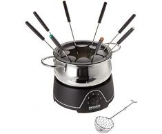 SEVERIN Fondue mit abnehmbarem Edelstahltopf, ca. 800 W, Inkl. Spritzschutz, 8 Fondue-Gabeln und -Sieb, FO 9468