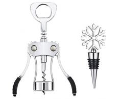 Gresunny Winged Korkenzieher Wein Flaschenöffner Weinöffner Multifunktions Weinflaschenöffner Bier Flügelkorkenzieher Edelstahl Hebelkorkenzieher mit 2pcs Weinverschluss für Weinliebhaber Kellner