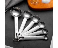 6 Stück Messlöffel-Set – 1/8 TSP, 1/4 TSP, 1/2 TSP, 1 TSP, 1/2 Esslöffel, 1 Esslöffel, Edelstahl, Küchenmesslöffel, Trockenflüssigkeit Zutaten, DIY Backen Messen mit Markierung
