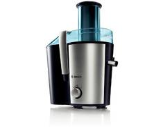 Bosch MES3500 Entsafter VitaJuice 3 700 W, XL-Einfüllschacht, Edelstahl-Microfilter-Sieb, Saftauslauf und Gehäuse aus Edelstahl, Ausgießer mit DripStop, blau / silber