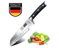 SHAN ZU Kochmesser Küchenmesser Santoku Profi Messer Chefmesser 18 cm Allzweckmesser Deutscher Edelstahl Extra Scharfe Messerklinge mit ergonomischer Griff Exquisiter Geschenkverpackung