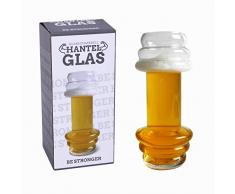 Roomando Hantel Bierglas Glas Trinkglas Scherzartikel Workout 23cm Geschenk