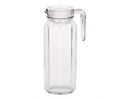 VANKOA Klar Getränkekanne Getränkekrug mit Deckel, Wasserkanne Saftkrug Acryl Saftkanne - Achteckiger Topf 1100 ml