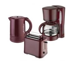 Efbe-Schott Frühstücksset WK 1080 + TO 1080 + KA 1080 Wasserkocher 1 L, Toaster und Kaffeemaschine 1,25 L Weinrot-Bordeaux