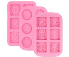 Akrcheft 3 Stück Silikon Seifenform Seifenformen, 6-Cavity Silikon-Förmchen Schalen Pfannen Kuchen Backen, Schokolade Biscuit Eiswürfel, Seife, DIY hausgemachte Handwerk