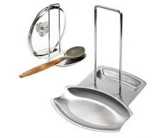Küche Deckelhalter,Topfdeckelhalter,Löffelablage/Pfannenhalter Küche Halter Für Deckel Und Löffel Edelstahl Deckel Organizer Ständer 19 x 15.5 x 19 cm