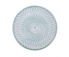 Flanacom Deko Tablett Dekoschale aus Holz - Design Holzschale Rund mit Verzierungen - Moderne Tischdekoration für die Wohnung - Tischdeko für Wohnzimmer oder Flur - Wohnaccessoires (Rund Grün)