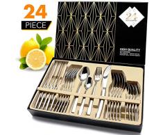 Elegant Life Besteck, 24-teilige Besteck Set, aus Japan-Edelstahl Hochwertige Spiegelpolierte Besteck-Sets, Mehrzweckgebrauch für Haus, Küche, Restaurant Besteck Sets mit Geschenkbox für 6 Personen