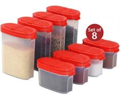 Signoraware Premium Gewürzboxen Aufbewahrungsboxen für Gewürze in groß und klein mit praktischen Streuer aus BPA-Freiem Plastik luftdichtes Vorratsdosen Set für die Küche (8er Pack)