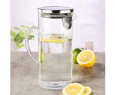 SCHOBERG Karaffe 1,3 Liter Wasserkaraffe Saftkrug Krug aus Glas mit Ausgiesser und Sieb Saft