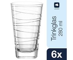 Leonardo Vario Struttura Becher groß, 6-er Set, 280 ml, Trinkglas mit eingepresstem Dekor, spülmaschinenfest, 019450