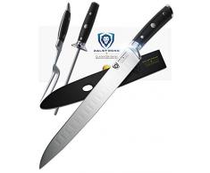 DALSTRONG Tranchiermesser & Gabel Set - Gladiator Series - Carving Knife & Fork Set - Deutscher HC Stahl – 4 teilig inkl. Honstab