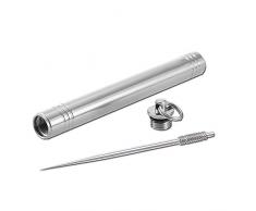 Likorlove EDC Zahnstocherhalter aus Titan, wiederverwendbar, mit Schlüsselring, tragbare Obstgabel für Geldbörse, Schlüsselanhänger, Outdoor, Reisen, Wandern, Camping, hell silberfarben