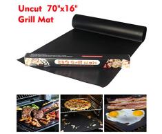 YOWAO BBQ Grillmatte, Antihaft-Ofenauskleidung Teflon-Kochmatten - Leicht zu reinigen, wiederverwendbar, langlebig, hitzebeständig, Grillplatten zum Grillen von Fleisch (Schwarz-40 × 180 cm)