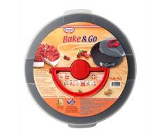 Dr. Oetker Bake & Go Springform à 26 cm mit Transporthaube Kuchentransportbox mit Antihafteigenschaften, rundes Backblech mit Deckel, Menge: 1 Stück