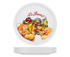 6er Set Pizzateller Napoli groß - 30,5cm Porzellan Teller mit schönem Motiv - für Pizza / Pasta, den großen Hunger oder zum Anrichten geeignet
