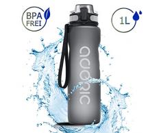 Adoric Sport Trinkflasche, [BPA Frei Tritan] 500ml/1L Auslaufsicher Kunststoff Wasserflasche Sport, Sportflasche Fahrrad für Camping Freien, Outdoor, Yoga, Gym
