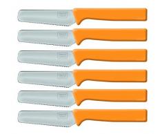 Home Xpert 6 Stück Frühstücksmesser Knife, Brötchenmesser, Tafelmesser, Brotzeitmesser, Wellenschliff, Soft-Griff in orange