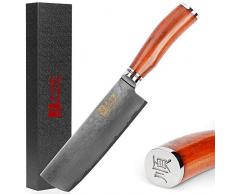 Sunlong Usuba Messer 6,5 Zoll Nakiri Messer Japanische VG10 Damaskus Stahl Natural Rose Holzgriff