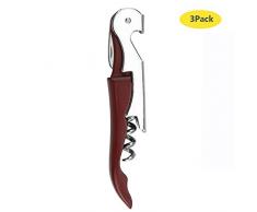 XBR Geschenk Korkenzieher Flaschenöffner 3er-Set, Edelstahl-DREI-in-Eins-Weinöffner, Kellnerkorkenzieher und Folienschneider für Sommeliers, Kellner und Barkeeper