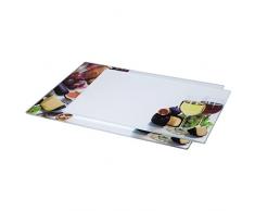 Xavax 00111537 Glasschneideplatten, 2 Stück, Design Wein (Schneidebretter aus Glas, 1 x in 30x20cm und 1 x in 35x25cm, gehärtetes Sicherheitsglas, spülmaschinengeeignet)