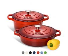 ProCook - Bratentopfset aus Gusseisen - induktionsgeeignet - emailliert - Bräter - Schmorpfanne - 2-teiliges Set -