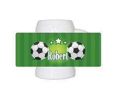Fußball-Bierkrug mit Namen Robert und schönem Motiv mit Fußbällen und grünem Hintergrund für Männer - Fan-Bierkrug personalisiert - Deutschland-Krug - Bierhumpen