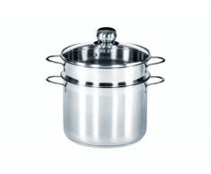 Karl Krüger Spaghettitopf Bologna 24 cm aus Edelstahl, 6,5 Liter, 3-teilig, mit Glasdeckel und Abtropfsieb