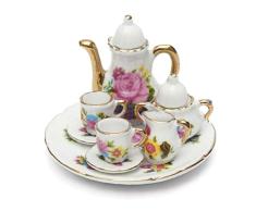 Dorime 8pcs 1/6 Spielzeug Haus Mini Geschirr Porzellanschale/Schale/Saucer Set Tee - Rose