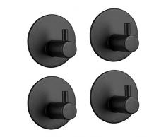 Frap 4 Stk. Wandhaken Handtuchhaken Ohne Bohren, 304 Edelstahl Rostfrei Selbstklebend Bad und Küche Handtuchhalter, Schwarz.