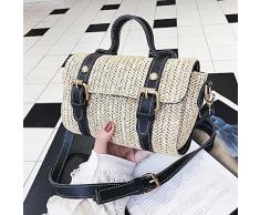 OneMoreT Damen Handtaschen, Strohgeflecht, Retro-Stil, Frischhaltebox, für Damen, Kuriertasche, Crossbody-Sommer, Strand Cross-Body-Bags Schwarz