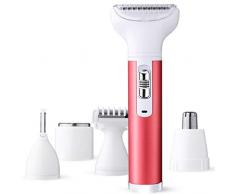 Elektrorasierer für Damen, 5 in 1 Multifunktion Epilierer Rasierer Damen,USB Wiederaufladbar Elektrorasierer,Haarentfernung Hautschonender Rasur Des Bikinizone Armen Beinen