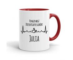 True Statements Tasse Finger weg Dieser Kaffee gehört Wunschname personalisiert - personalisierte Kaffeetasse mit Wunsch-Name ? spülmaschinenfest ? tolles Geschenk zu Weihnachten, innen rot
