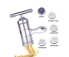 Apark Edelstahl Handbuch Noodles Presse Maschine Nudelmaschine, Multi Küche Manuell Nudel Maker Nudelpresse-Maschine Saft Quetschen Maschine mit 5 Noodle Mould (Lebensmittelqualität Edelstahl)