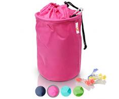 Amazy XXL Wäscheklammerbeutel – Extra-robuster Klammerbeutel mit Karabinerhaken zur Aufbewahrung von bis zu 200 Wäscheklammern für drinnen und draußen (Pink | 30 x 20 cm)