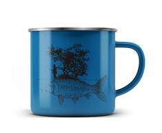 Ma2ca® Carp Fishing Karpfen Angler Angeln Emailletasse Campingbecher Tasse Emaillebecher Kindertasse Becher-blau