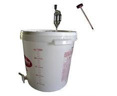 Gäreimer Gärbehälter 30 Liter inkl. Ablasshahn und Gärröhrchen + Weinthermometer