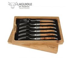 Laguiole en Aubrac - Set 6 Gabeln passend zu den Steakmessern Tafelmessern - Griffschalen Wacholder
