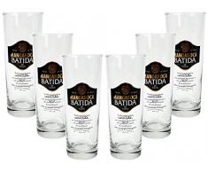 Mangaroca Batida Gläser - Kokoslikör Longdrink Gläser/Glas / 6er Set Cocktailgläser/Longdrinkgläser mit 5 cl Eichung/Eichstrich