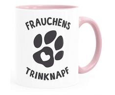 MoonWorks® Kaffee-Tasse Spruch Frauchens Trinknapf Hundepfote-Motiv Becher Bürotasse Tasse Hundeliebhaber rosa unisize