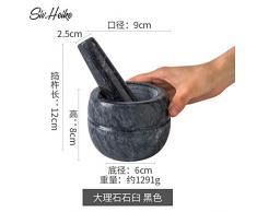 DDGOD Marmormörser und Stößel-Set, klein, kleine Guacamole-Schüssel, Gewürzmühle, handgefertigt, rutschfest, poliert, natürlich, massives Molcajette-Material, Schwarz, diameter10cm(4inch)