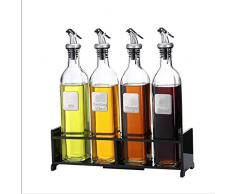 JUNJP Olivenölspender Set, Küchenglasöl- und Essigspender, No Drip Transparent Cruet, Geeignet für Küchenrestaurants, 500 ml